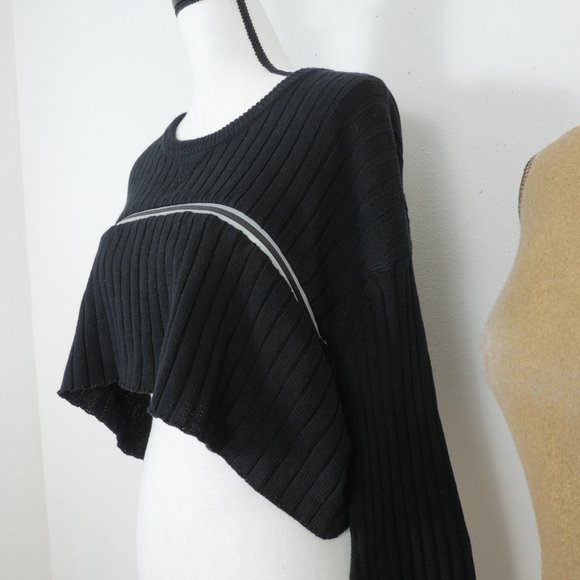 Seek The Label Black Ribbed Cropped Long Sleeve Size Small Sweater - Picture 5 of 11